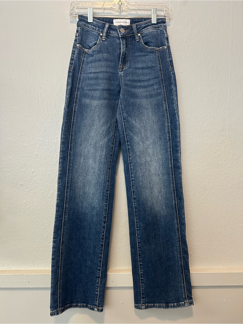 High-Rise Straight Leg Jeans in Dark Blue Wash